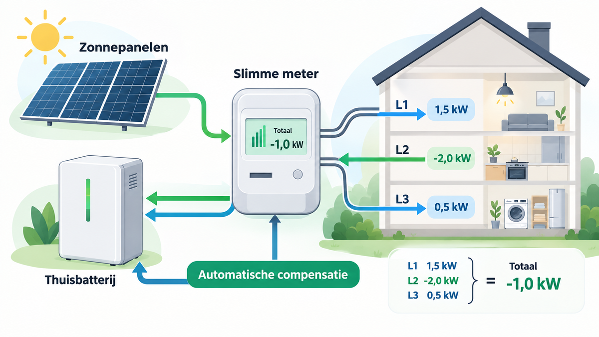 Hoe werkt een thuisbatterij? En hoe compenseert hij automatisch op 3 fasen?