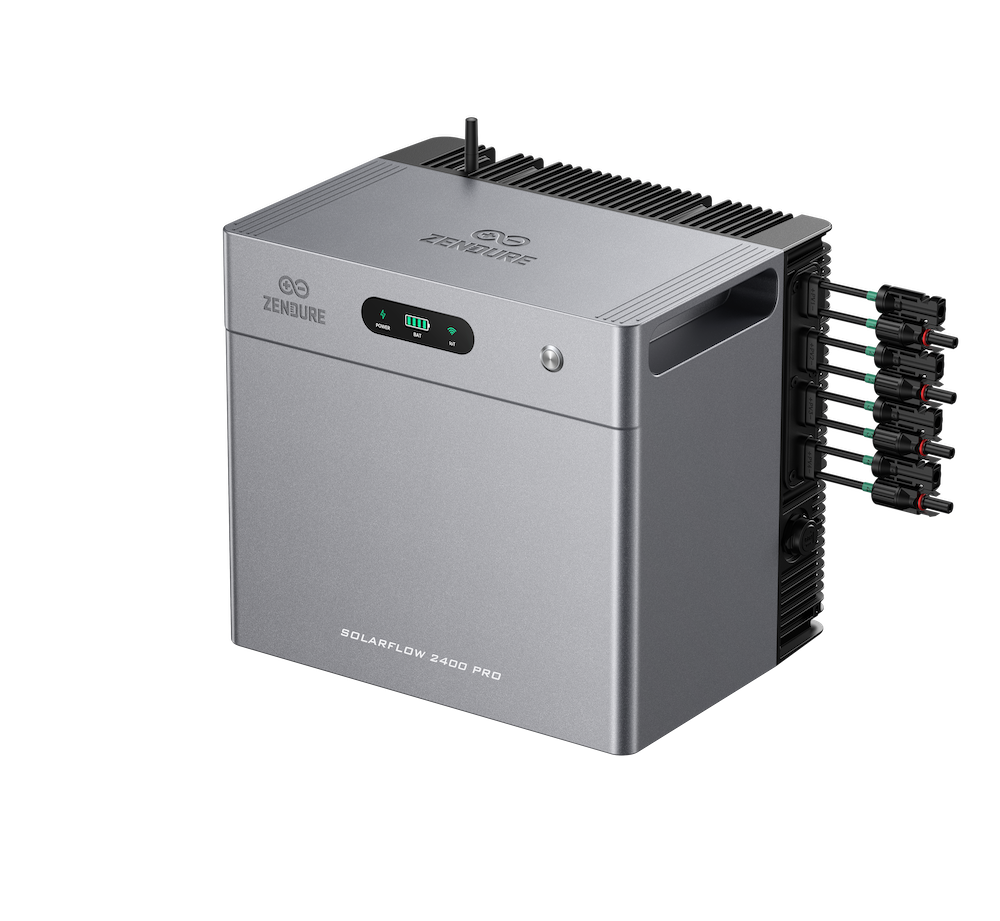 Zendure SolarFlow 2400 Pro, front right view with four MPPT solar inputs